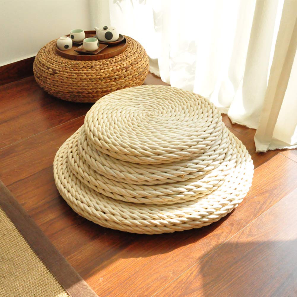 Zxcc Straw Woven Seat Cushion Round Flat Floor Cushions Tatami